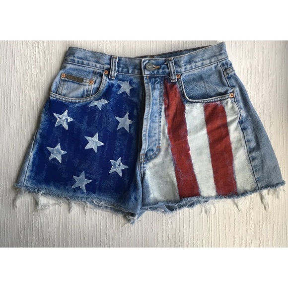 Calvin Klein Pants - Vintage Hand Painted Calvin Klein Denim Cutoffs